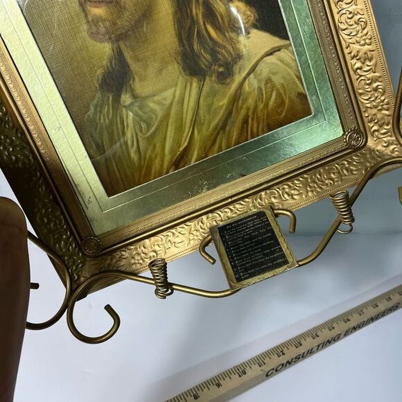 Jesus picture gold frame vintage Ten Commandments 14x16” inch - Picture 8 of 11